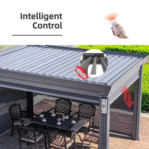 Pérgola Motorizada de Aluminio para Exteriores con Instalación Rápida 3x3m 3x4m 3x5m 4x4m 5x3m 6x4m, Gazebo Bioclimático con Techo de Láminas - Product Image 2