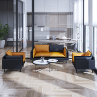 Nouvelles tendances de vente en gros de lumière de luxe petit bureau familial noir orange salle de réception canapé d'affaires