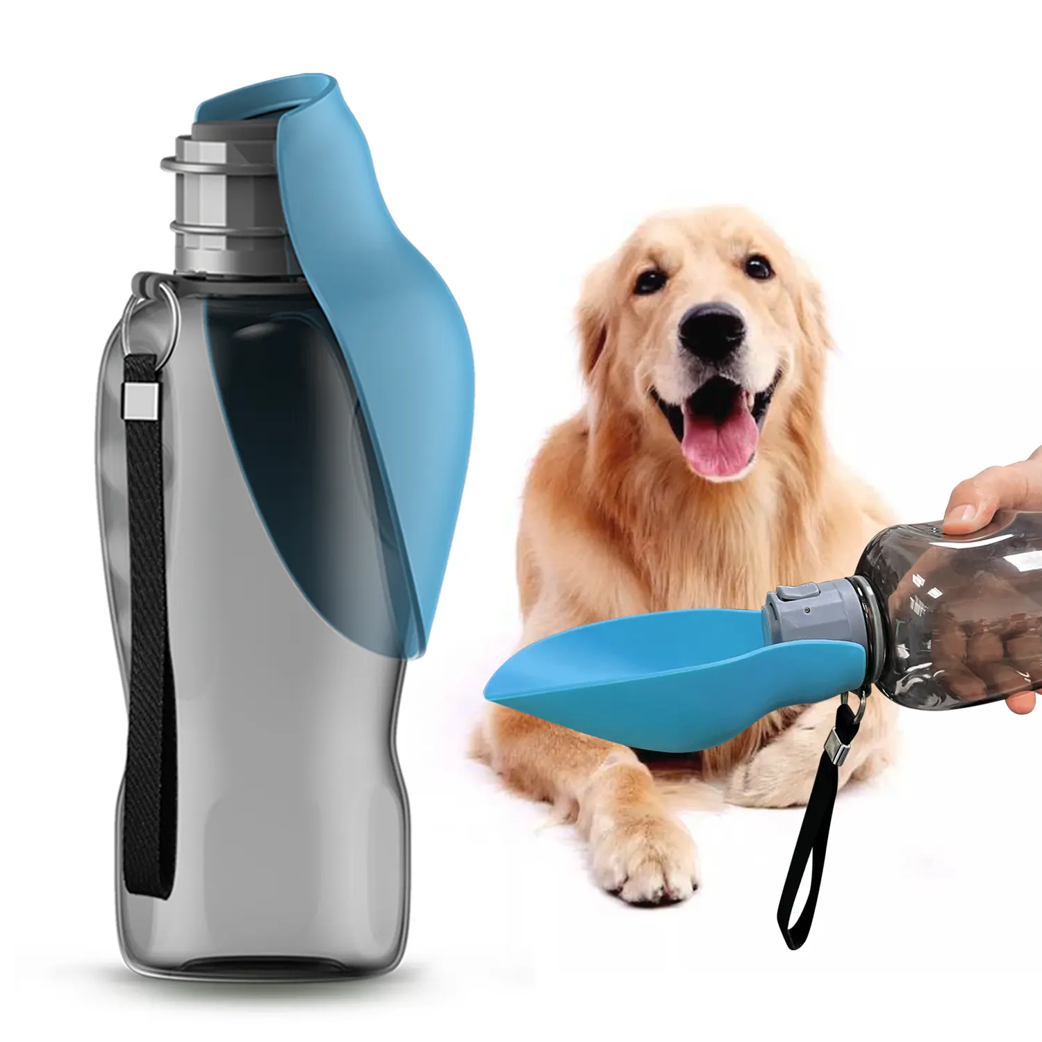 Yeni tasarım 800ml bpa ücretsiz silikon yaprak katlanabilir büyük özel pet köpek su şişesi seyahat dağıtıcı