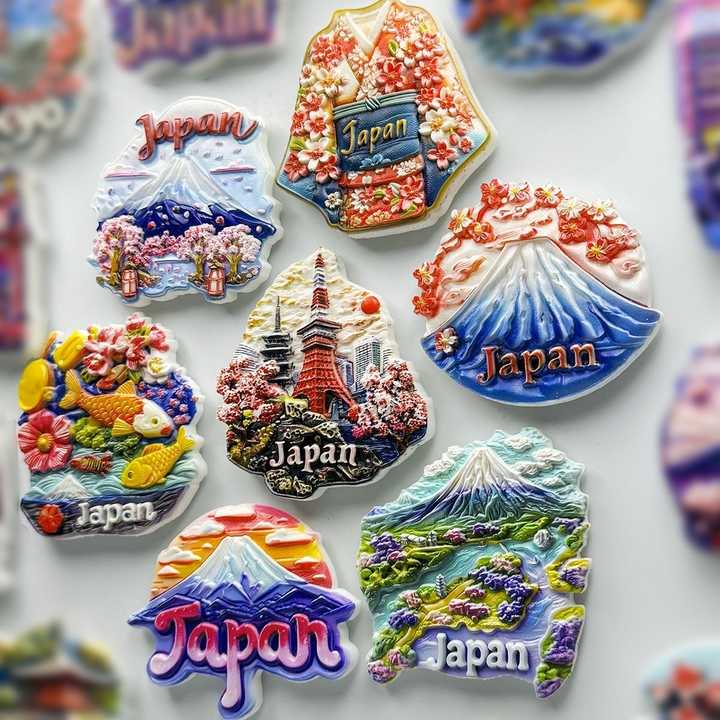 Custom Japan Fridge Magnet Colorful 3D Fridge Magnets UV Printed Resin ...