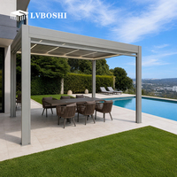 Pergola motorisée commerciale à lames orientables avec écrans Ziptrak, éclairage LED, résistante aux ouragans, en aluminium robuste, pour balcon, jardin, spa