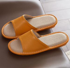 Pantuflas <span class=keywords><strong>de</strong></span> Lino Transpirables, Inodoras y Antideslizantes para Primavera/Verano, Pantuflas <span class=keywords><strong>de</strong></span> Cuero Genuino para Interiores, para Hombre y Mujer - Product Image 4