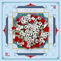 Ensemble de Mahjong Américain de Luxe pour Noël, 160 Pièces, Tuiles Acryliques de 32 mm, Dos Rouge, Pads Bleus Pivoine, Jeu de Casino et Divertissement