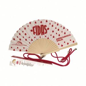 BSBH Custom Logo Wooden Fan Polyester Cotton Folding Wedding Hand Fan Promotional <b>Gifts</b> Hand Fan - Product Image 1