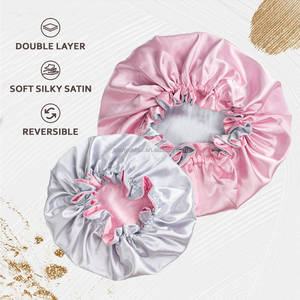 Gorro de pelo de doble capa de Venta caliente, diseñador personalizado, envolturas de pelo de lujo para mujer, gorro de pelo de satén para dormir, gorro de satén Reversible - Product Image 6