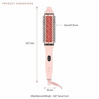 Brosse chauffante pour boucler les cheveux, pour les voyages, le salon et la maison, 38 mm, brosse ronde chauffante, boucleur de cheveux, 6 réglages de température, 220 ° Chauffage rapide pour femmes