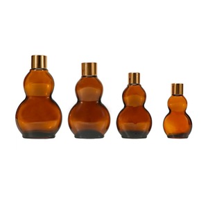 Rỗng Hổ Phách Đôi Bầu Phẳng Hình Thủy Tinh Nhỏ Giọt Nước Hoa Tinh Dầu Huyết Thanh Con Lăn Khử Mùi Cuộn Trên Chai Thủy Tinh Với Nắp - Product Image 6