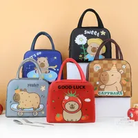Sac à déjeuner isotherme en tissu Oxford avec fermeture éclair, motif animaux de dessin animé, pour écoliers et employés de bureau