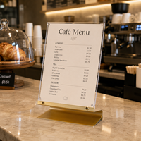 Support de signalisation magnétique en acrylique avec base, cadre transparent double couche pour menu, numéro de table, signalisation « réservé »