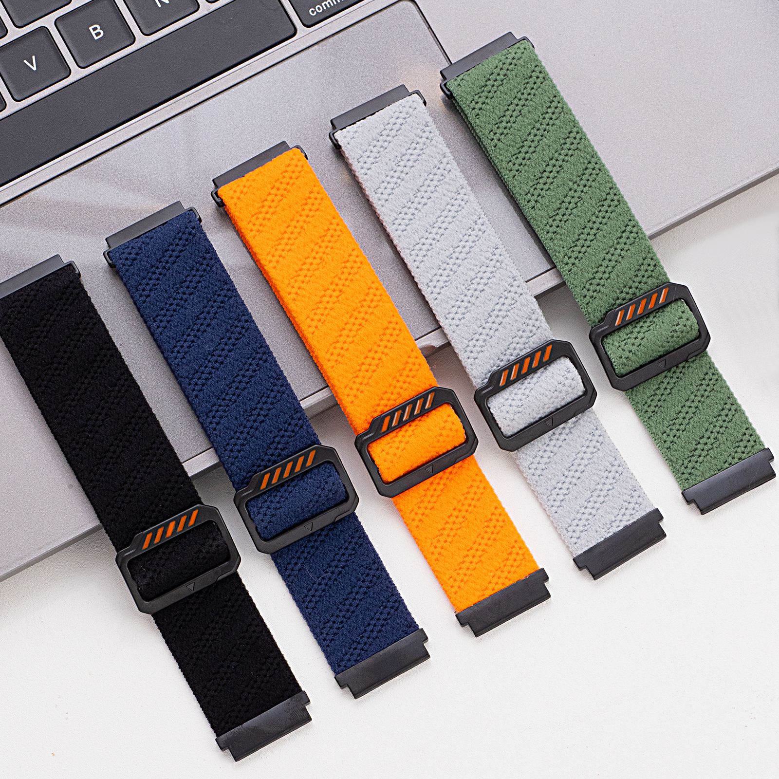 Unisex 22mm Breathable Fashionable Watchband Black Buckle Watch Strap for Huawei Watch GT4/5 Elastic Nylon Woven Braided