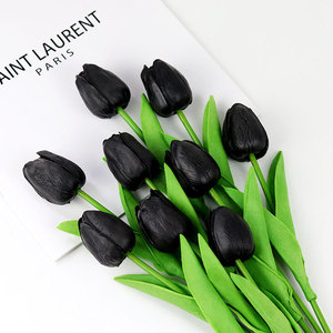 Fiore artificiale PU tulipano fiore Bouquet di 34cm decorazione di nozze floreale bianco rosa nero tulipano vero tocco fiore in lattice tulipano - Product Image 4