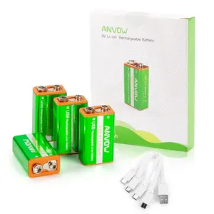 De gros 1.2 v 600mah rechargeable batterie-Batterie rechargeable USB 9v, lithium-ion, 1000mAh, avec chargeur de Type C, 4 en 1, pour appareil à domicile
