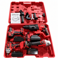 Kit d'outils électriques multifonctionnels à batterie au lithium avec 4 types d'outils sans fil pour la construction, la rénovation et les travaux de réparation à domicile