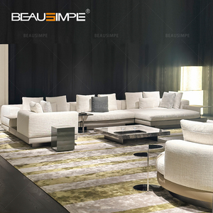 Ý thiết kế connery sofa Set da sang trọng vải phòng khách hiện đại U hình 7 chỗ ngồi cắt sofa couch với tủ - Product Image 3