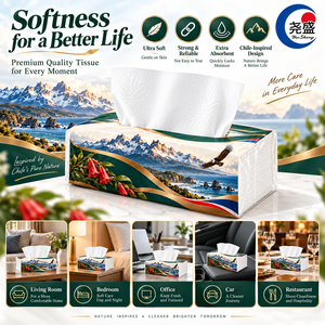 Papel Tisú Facial para Decoración del Hogar, Diseño de Viñedo de Montaña de <span class=keywords><strong>Chile</strong></span>, Papel Tisú Facial Suave en Relieve de 3 Capas - Product Image 3