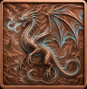Barre de cuivre pur .999 de 5 oz Dragon Mythique, haute relief, Feu Glace Ombre Nécro, lingot de collection souvenir - Product Image 2