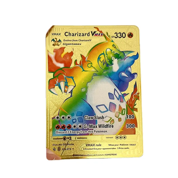 Metal blank card English Spanish French wholesale VmaxGX gold metal card Charizard first edition new transaction Metal game card
