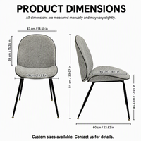 Chaise de salle à manger en tissu DM Wholesale avec assise rembourrée, dossier incurvé et structure métallique pour café, hôtel, restaurant