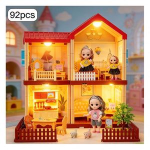 Mini Casa de Muñecas DIY, Kit de Casa de Muñecas en Miniatura con Muebles y Accesorios, Modelo Creativo de Plástico, Regalo para Niños de 5 a 7 Años - Product Image 4