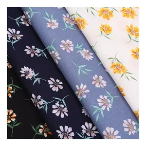 100% Viscose Fabric Stock Lot Good Quality Hawaiian Viscose Challis Floral 100% Rayon Digital Printed Viscose Sunflower Fabric For Dress