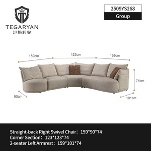 Sofá Esquinero Nórdico Moderno de Tres Plazas con Relleno de Esponja y Tapizado de Tela para Sala de Estar - Product Image 4