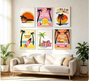 Songwoo - Kit de Pintura por Números de Lienzo para Verano y Playa, 6 Piezas, Palmera Tropical, Tabla de Surf, Camioneta - Product Image 3