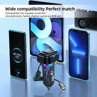 2024 nouveau téléphone portable Pd QC rapide double 2 Type C 1 Usb Usbc 3 ports Led adaptateur de charge rapide chargeur de voiture en métal