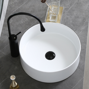 Lavabo Moderno de Cerámica para Encimera, Fácil de Limpiar, de Forma Redonda, para Apartamento, Casa, Baño - Product Image 2