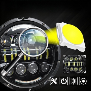 Faros delanteros LED de 7 pulgadas con haz sellado de 48W de haz Alto y Bajo de forma redonda con enchufe H4 para accesorios <span class=keywords><strong>Hummer</strong></span> H3 de coche - Product Image 4