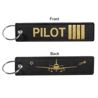 Porte-clés en polyester personnalisé, design populaire, double face, brodé pilote, tissé, compatible AirTag, vente en gros