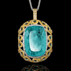 Vintage Eco-friendly <b>Copper</b> 20*28MM Imitation Multi Color Gemstone Jewelry Women Dainty Hollow Out Floral Pendant Necklace - Product Image 4