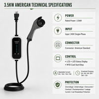 Chargeur EV portable de type 2 3,5 kW 16A certifié CE Mode 2 IEC 61851 Prise Schuko Station de charge murale à domicile Norme européenne 5 mètres