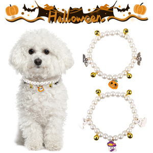 Collares de lujo para mascotas de Halloween con campana Nuevo diseño Peal <span class=keywords><strong>Ghost</strong></span> Pumpkin Plástico sólido para gatos y perros - Product Image 2