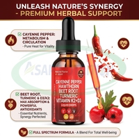 Suplemen Cair Ausreson Cayenne Hawthorn Seeds Vitamin D3 K2 Beet Root Kunyit Kurkumin Halal Tetes Cair Cabai Cayenne