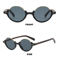 Lunettes de soleil rondes rétro steampunk unisexe, monture brillante en métal doré, incrustation sur la monture, double rivet à points, pont à trou de serrure