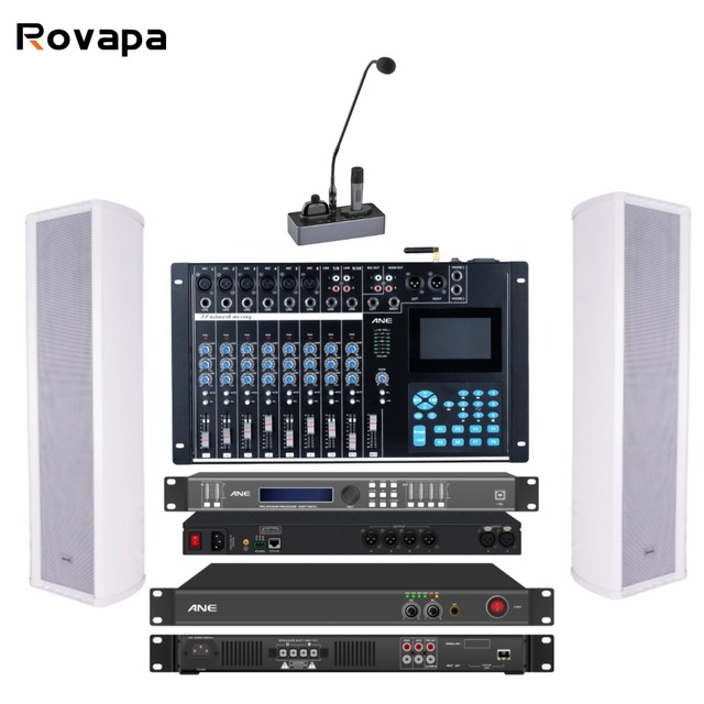 For Church PA System Active Column Speakers DSP Processor Amplifier Mixer Wireless Mic Clear Sound with Low Reverberation