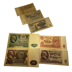 7 adet özel yeni eski sovyetler birliği 1 3 5 10 25 50 100 para PVC 24k altın folyo kaplama banknot - Product Image 1