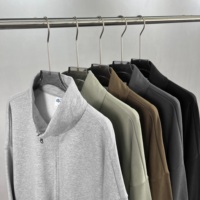 Vente en gros de sweat-shirts à capuche pour hommes, automne-hiver, nouveau modèle 410G, col montant, fermeture éclair, cardigan brossé, chaud, streetwear, logo personnalisé, couleur artisanale