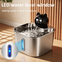 Fontaine à eau sans fil pour animaux de compagnie certifiée CE RoHS FC, 2,2 L, acier inoxydable 304, distributeur d'eau automatique intelligent pour chiens et chats