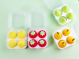 Juego de esponja de maquillaje de frutas personalizado, de etiqueta privada, con fresas, Peach, <span class=keywords><strong>pera</strong></span>, limón, aguacate, maquillaje, huevo, esponja - Product Image 3