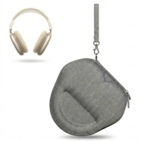 Tas Pembawa Headphone Fashion EVA Keras Warna Abu-abu, Tahan Guncangan, Dilengkapi Tali Pergelangan Tangan Lepas Pasang, Portabel, Untuk Headset Over-Ear, Cocok untuk Perjalanan