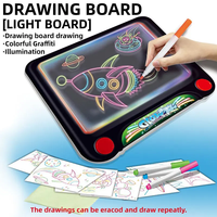 Tableau de dessin magique lumineux pour enfants, modèle avec lumière LED, en plastique ABS, tablette de dessin éducative avec marqueurs néon