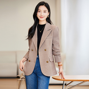 2023 abrigo de ocio elegante para mujer, chaqueta de un solo botón de manga larga de alta calidad, botón de traje pequeño sólido para Otoño Invierno - Product Image 1
