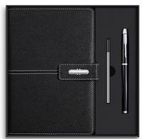 Ensemble cadeau élégant de carnet multifonction en cuir PU A5 et stylo métallique avec logo personnalisé et sac cadeau assorti