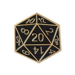 Custom DnD Enamel Pins Dragon Brooches Bag Fortune Dice Game Pin 20 Face Dice Metal Enamel Brooch Fashion D20 Dice Game Badge
