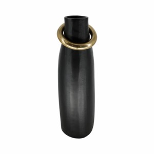 Vaso in metallo asimmetrico con anello scultoreo, decorazione moderna per soggiorno, camera da letto, ufficio, casa - Product Image 3