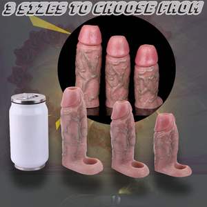 Gerçekçi Hollow <span class=keywords><strong>Penis</strong></span> kol büyütme kalın yumuşak silikon horoz halka kol 6-4.5 inç <span class=keywords><strong>Penis</strong></span> büyütücü kılıf arttırıcı erkekler için - Product Image 6