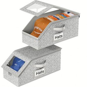 Hot Sale Clothing Hat Storage <b>Box</b> Multifunctional Large Capacity Foldable Baseball Cap Lid Dust-proof Zipper <b>Box</b> Non Woven - Product Image 1