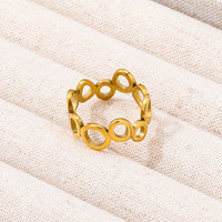 Haut de gamme 18K plaine or creux emboîtement cercle anneau en acier inoxydable à la mode Simple plaqué or bijoux