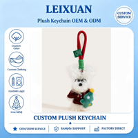 Peluche chiot blanc bouclé avec lunettes en résine, accessoire pour mini sapin de Noël, cordon tressé portable anti-perte, porte-clés décoratif
